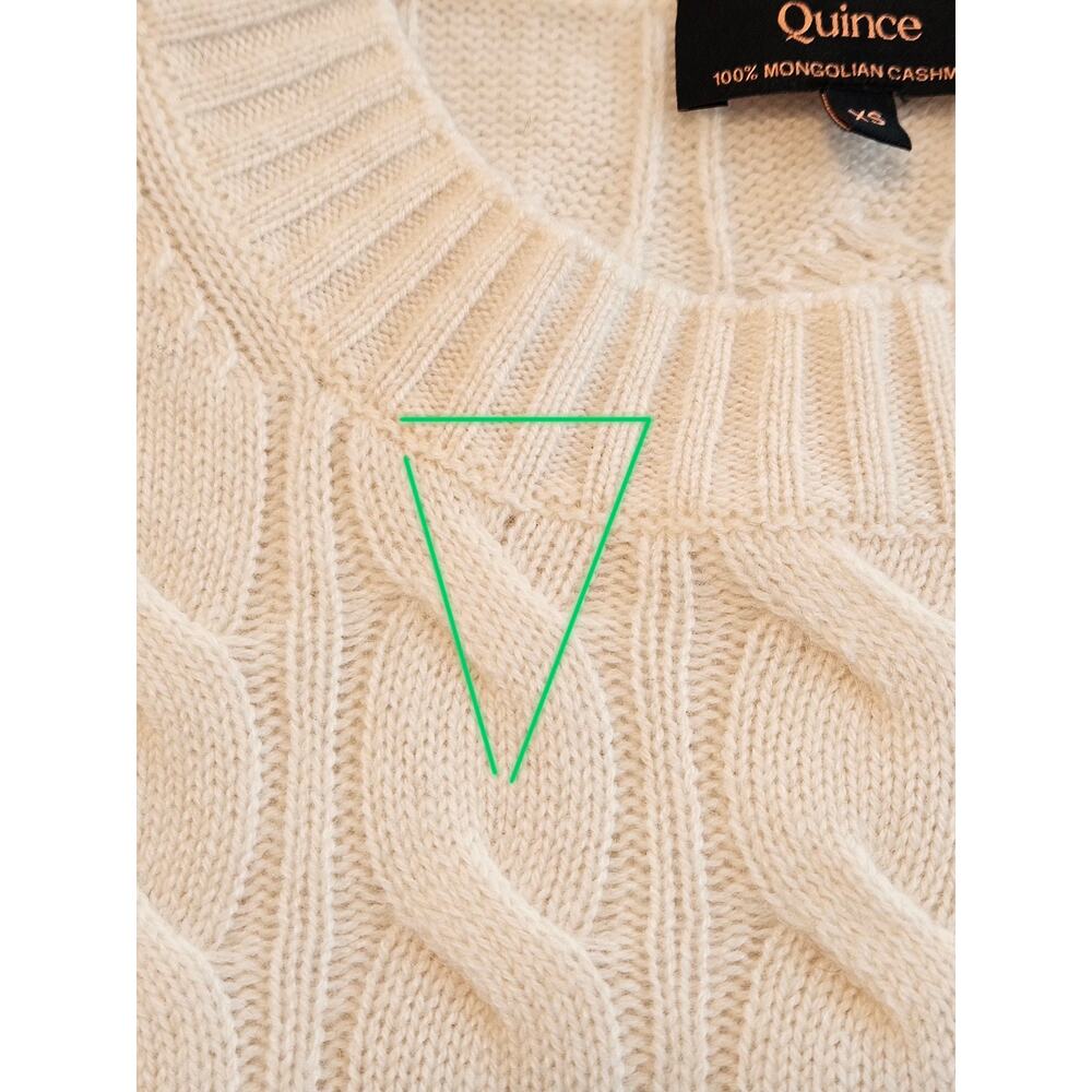 Quince 100% Mongolian Cashmere Cable Knit Sweater Ivory Cream Cropped XS - Picture 4 of 7
